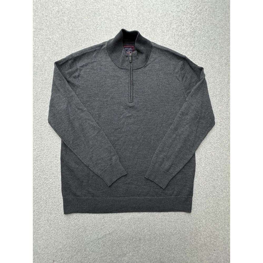 UNTUCKit Belguardo Sweater Mens Large Gray 100% Merino Wool 1/4 Zip Pullover